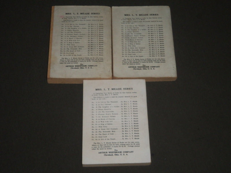 1910'S-1920'S MRS. L. T. MEADE PAPERBACK BOOK LOT OF 3 - NO'S 4, 12 & 13- O 1731