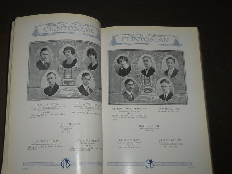 1925 THE CLINTONIAN CLINTON HIGH SCHOOL YEARBOOK - IOWA - PHOTOS - YB 1446