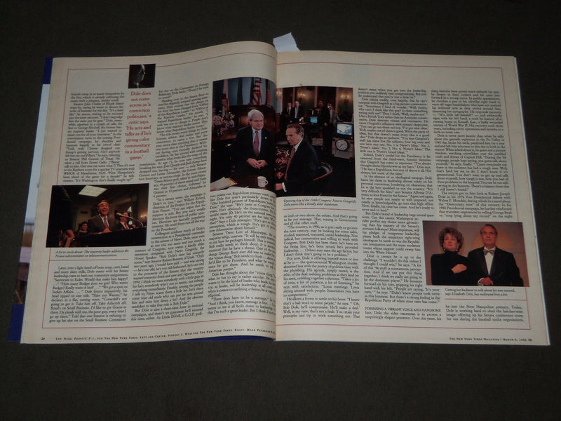 1995 MARCH 5 NEW YORK TIMES MAGAZINE SECTION - BOB DOLE COVER - J 3143