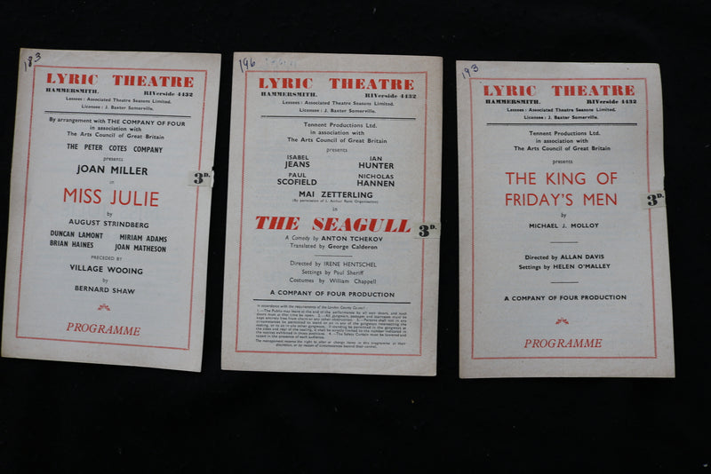 1947-1949 LYRIC & ALDWYCH THEATRE PROGRAMS - LOT OF 10 - K 1867