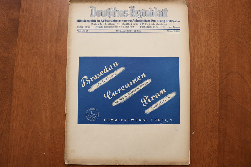 1936 APRIL 18 DEUTSCHES ARZTEBLATT SOFTCOVER BOOK - GERMAN TEXT - K 3162