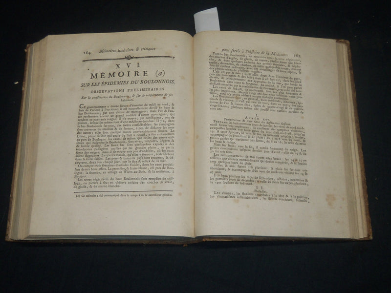 1777 MEMOIRES LITTERAIRES DE LA MEDECINE BOOK BY JEAN GOULIN - FRENCH - KD 2016G