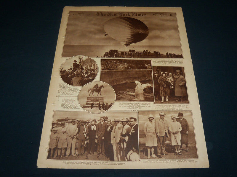 1928 FEBRUARY 5 NEW YORK TIMES PICTURE SECTION - LINBERGH-ROCKEFELLER - NT 9405