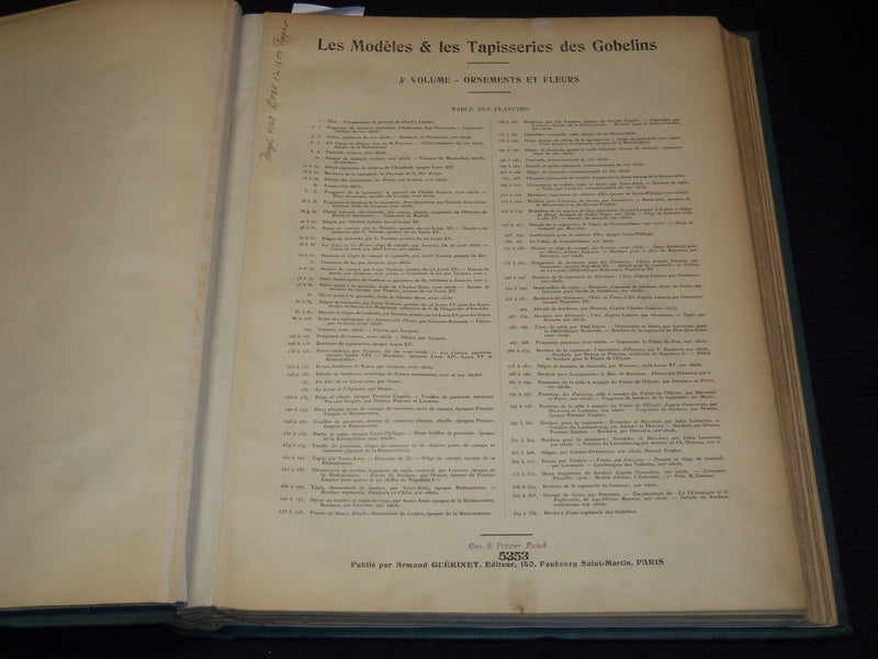 1900'S LES MODELES ET LE MUSEE DES GOBELINS VOLUMES 1-5 BY JULES GUIFFREY - #3