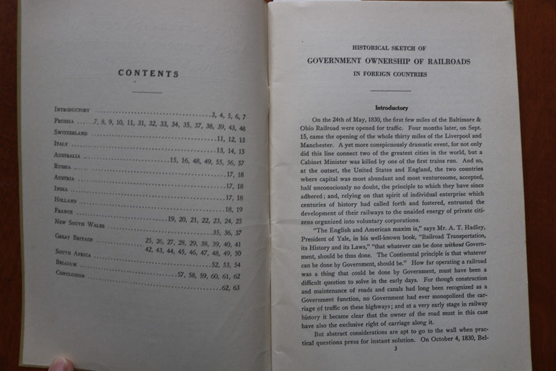 1917 GOVERNMENT OWNERSHIP OF RAILROADS IN FOREIGN COUNTRIES - SOFTCOVER - K 3238