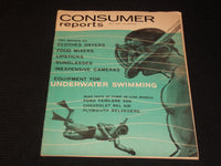 1957 JULY CONSUMER REPORTS MAGAZINE - UNDERWATER SWIMMING FRONT COVER - E 6418