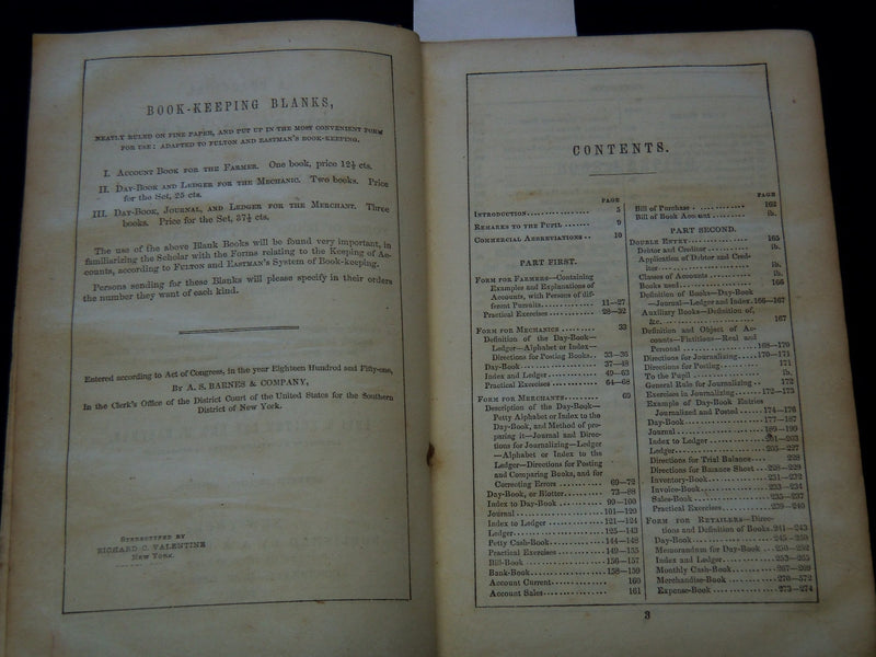 1856 A PRACTICAL SYSTEM OF BOOK-KEEPING BOOK BY LEVI FULTON & EASTMAN - KD 7812