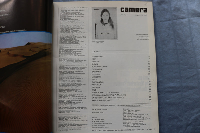 1970 AUGUST CAMERA MAGAZINE - MANY GREAT PHOTOGRAPHS & ARTICLES - ST 5510T