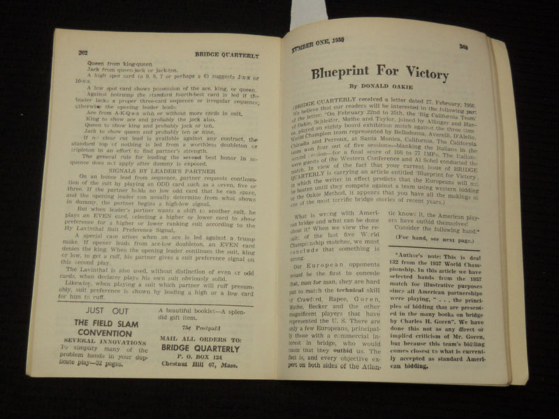1959 BRIDGE QUARTERLY MAGAZINE - VOLUME 3 ISSUE NO. 1 - K 2634