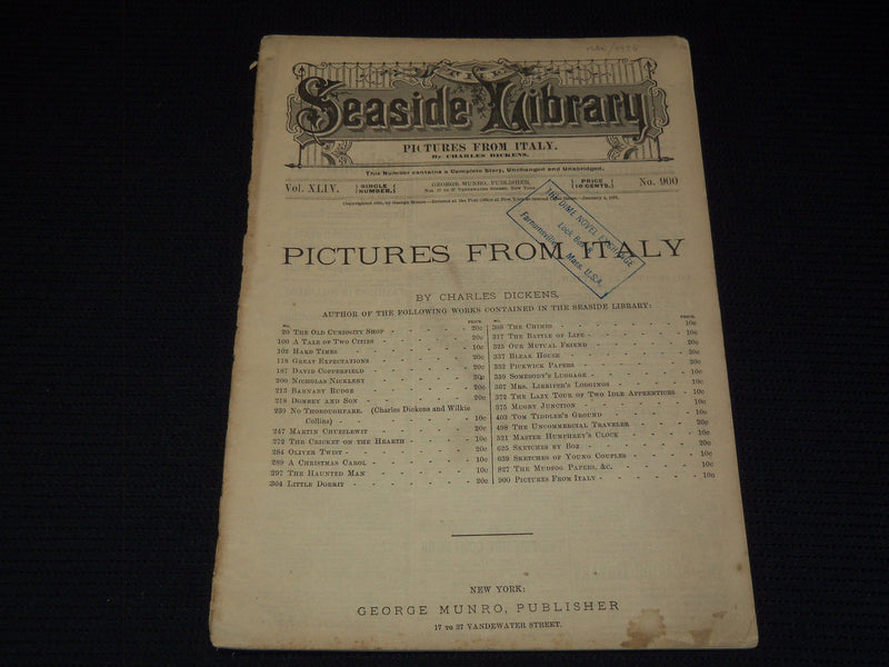 1881 JANUARY 4 SEASIDE LIBRARY ISSUE NO. 900 - CHARLES DICKENS - J 7925