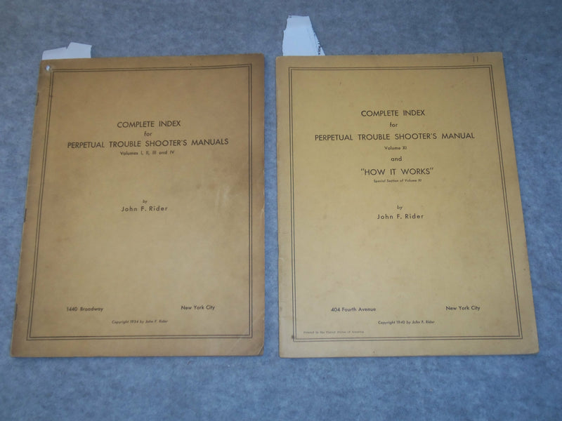 1934-1940 PERPETUAL TROUBLE SHOOTER'S MANUALS - JOHN F. RIDER- LOT OF 2 - J 6334
