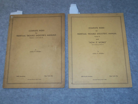 1934-1940 PERPETUAL TROUBLE SHOOTER'S MANUALS - JOHN F. RIDER- LOT OF 2 - J 6334