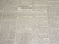 1920 MAY 10 NEW YORK TIMES NEWSPAPER - 6,000 SOCIALISTS CHEER DEBS - NT 8672