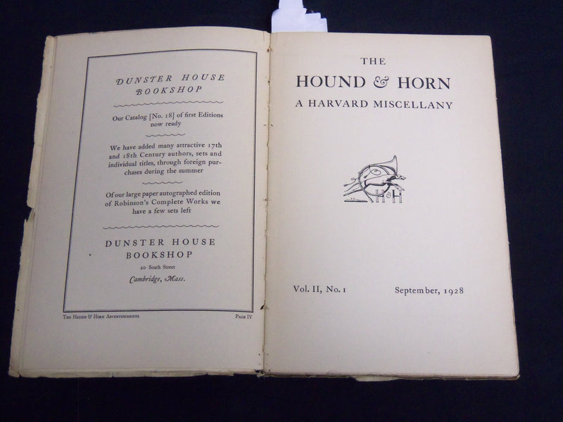 1928 SEPTEMBER THE HOUSE & HORN A HARVARD MISCELLANY MAGAZINE - J 8788