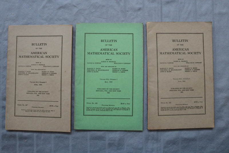1932-1937 BULLETIN OF THE AMERICAN MATHEMATICAL SOCIETY - LOT OF 18 - O 3899