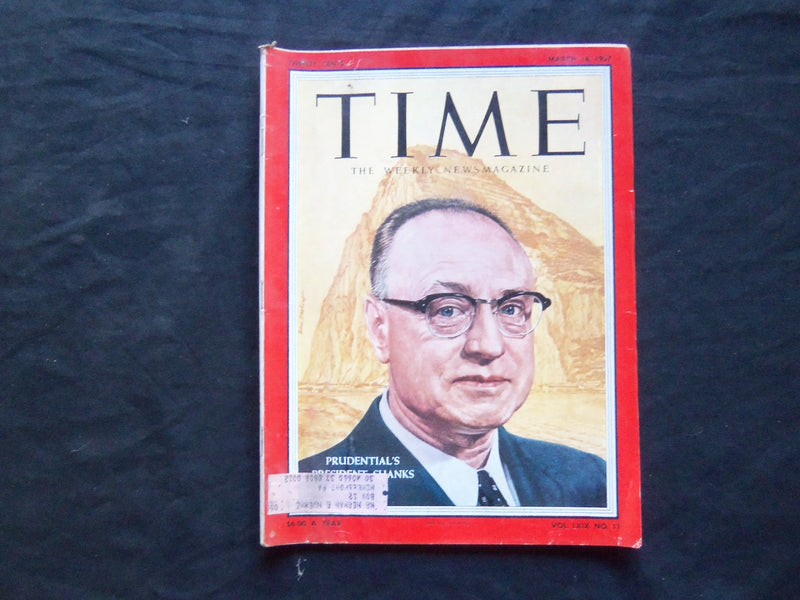 1957 MARCH 18 TIME MAGAZINE - PRUDENTIAL'S PRESIDENT CARROL M. SHANKS - T 1581