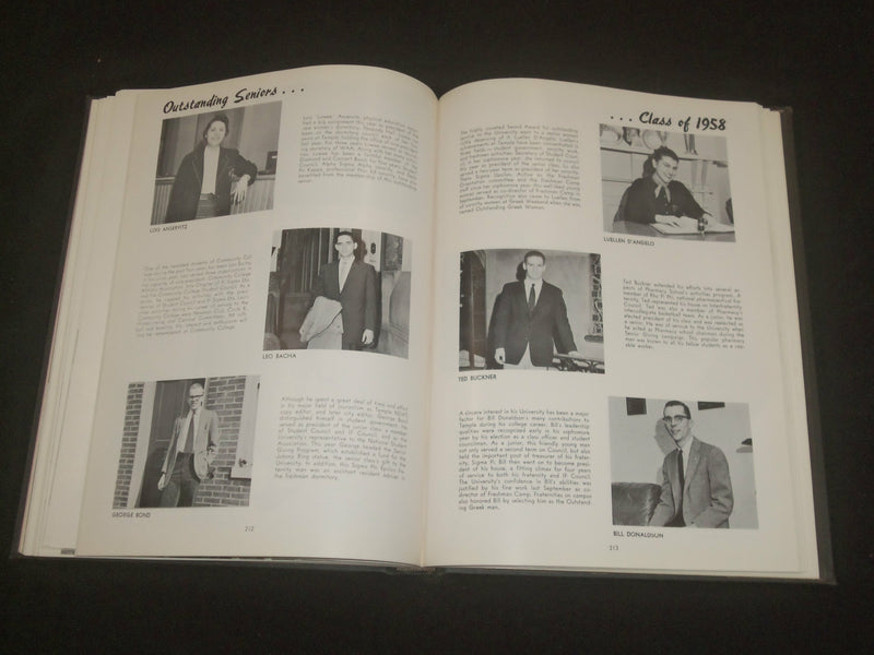 1958 TEMPLE UNIVERSITY YEARBOOK - PHILADELPHIA, PENNSYLVANIA - YB 2179