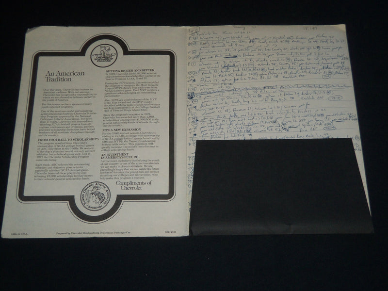 1982 SEPTEMBER 25 DELAWARE VS. PRINCETON FOOTBALL PROGRAM & MEDIA KIT - J 4136