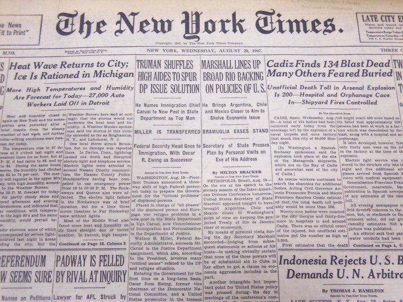 1947 AUGUST 20 NEW YORK TIMES - HITLER'S DOCTOR 14 OTHERS GUILTY - NT 5134