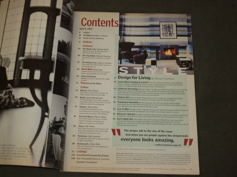 2002 APRIL 8 STYLE NEW YORK MAGAZINE - KENNETH JAY LANE - B 5061
