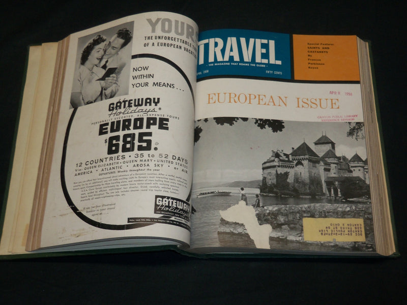 1958 JANUARY-DECEMBER TRAVEL MAGAZINE BOUND VOLUME - GREAT COVERS - KD 6000