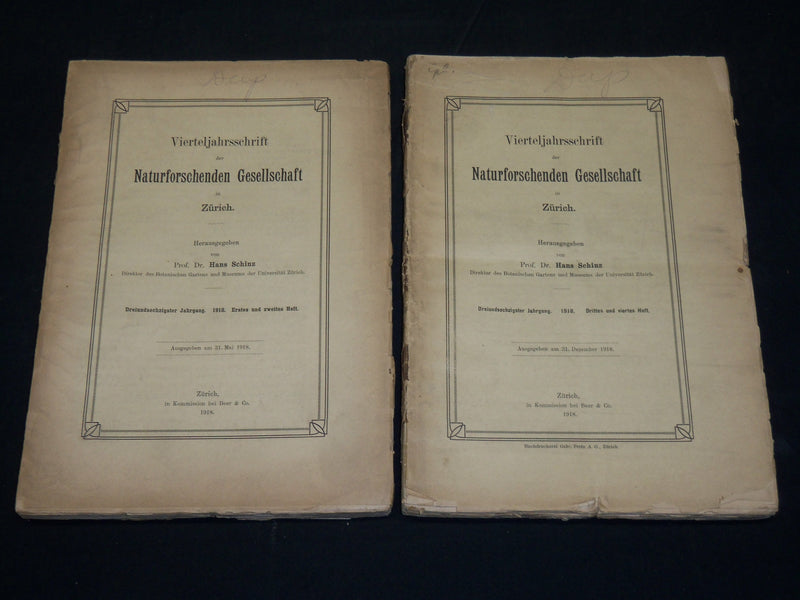 1918 VIERTELJAHRSSCHRIFT DER NATURFORSCHENDEN GESELLSCHAFT LOT OF 2 - WR 106D