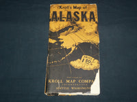 1950'S KROLL'S MAP OF ALASKA - FOLD-OUT - J 8555