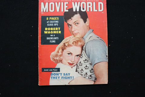 1955 FEBRUARY MOVIE WORLD MAGAZINE - JANET LEIGH-TONY CURTIS COVER - E 24606