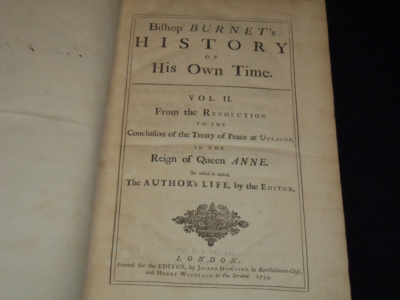 1724-1734 BISHOP BURNET'S HISTORY OF HIS OWN TIME VOLUME 1 & 2 - #12