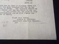 1921 NEW HAMPSHIRE ATTORNEY GENERAL'S OFFICE TYPED LETTER - J 5367