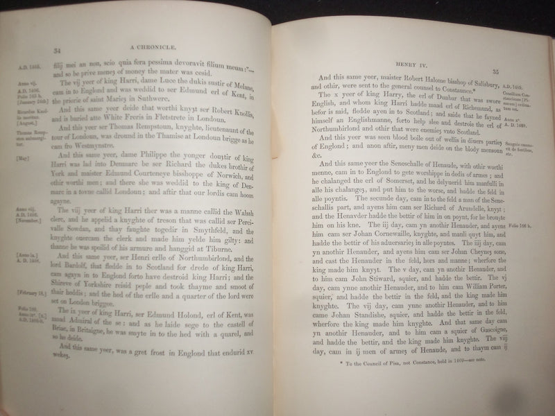 1856 AN ENGLISH CHRONICLE OF RICHARD II, HENRY IV, V, VI HARDCOVER BOOK- KD 9262