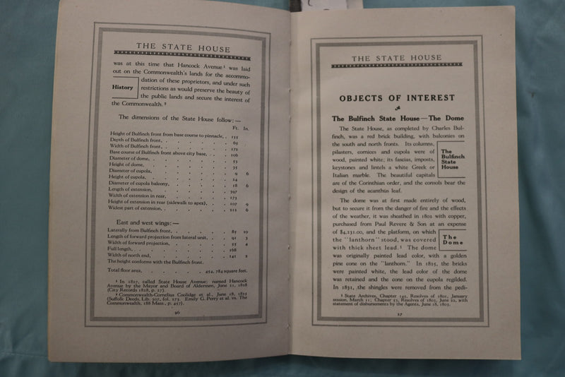 1927 THE STATE HOUSE BOSTON, MA SOFTCOVER BOOK BY ELLEN BURRILL - K 3339