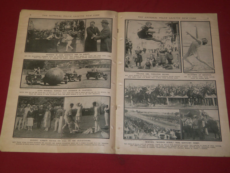 1922 JUNE 10 THE NATIONAL POLICE GAZETTE MAGAZINE - PILLORY - TUNNEY - B 5743