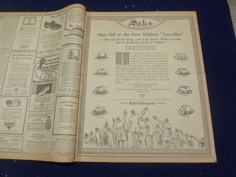 1922 MARCH 30 NEW YORK TIMES - ACTORS FIGHT BLAZE IN TIMES SQUARE - NT 8321