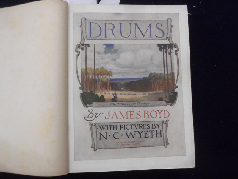 1928 DRUMS HARDCOVER BOOK BY JAMES BOYD, PICTURES BY N.C. WYETH - KD 8358