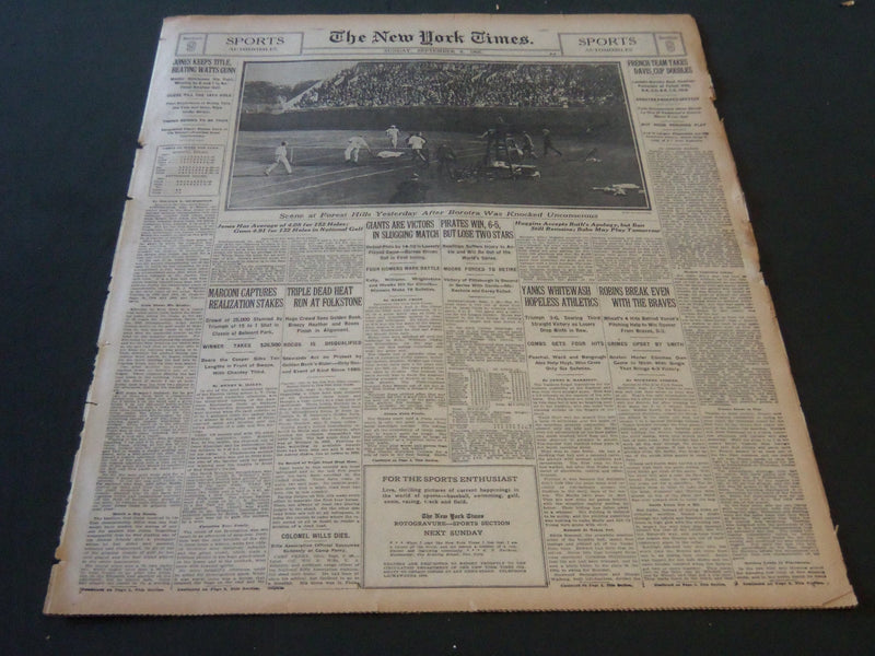 1925 SEPTEMBER 6 NEW YORK TIMES - JONES KEEPS TITLE BOROTRA UNCONSCIOUS- NT 6488