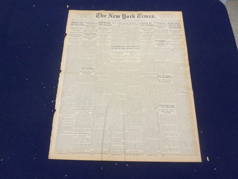 1916 JANUARY 26 NEW YORK TIMES - WILSON REJECTS LUSITANIA NOTE - NT 9065
