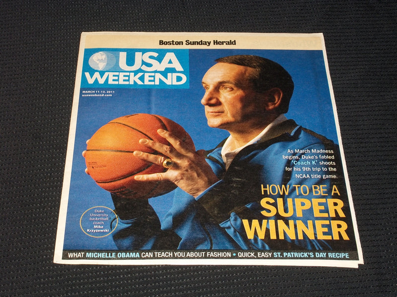 2011 MARCH 11 BOSTON SUNDAY HERALD USA MAGAZINE - COACH K - E 4921