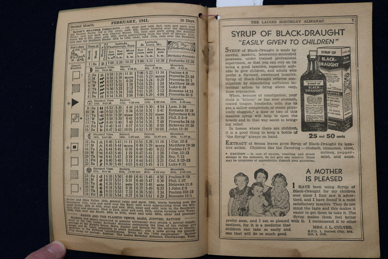 1941 THE LADIES BIRTHDAY ALMANAC - MEIER DRUG CO. - INDIANA - SOFTCOVER - K 1495