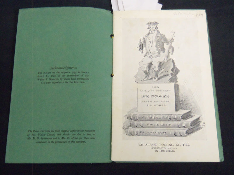 1931 THE DICKENS FELLOWSHIP BIRTHDAY DINNER PROGRAM - PICCADILLY HOTEL - J 8654