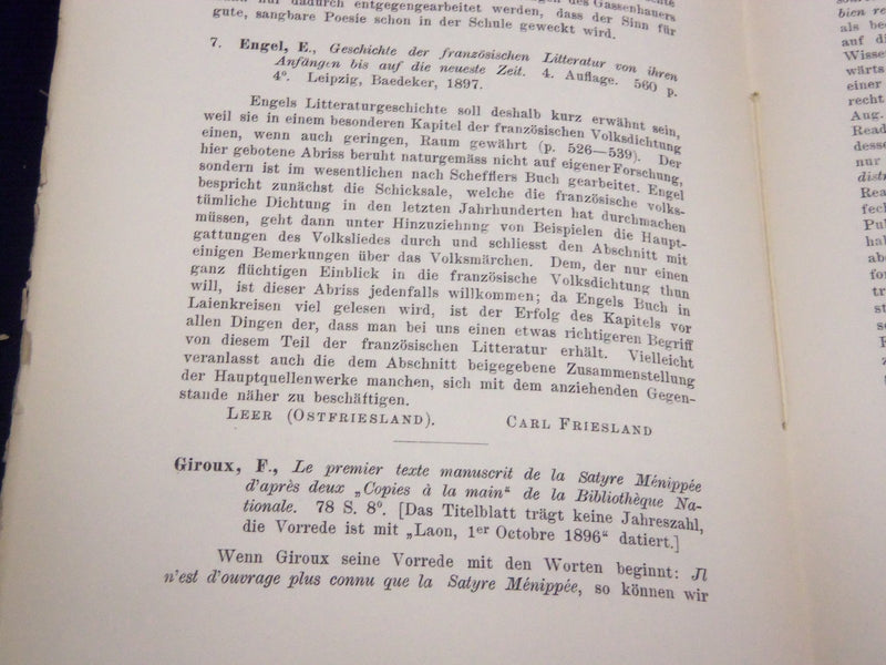 1896-1900 ZEITSCHRIFT FUR FRANZOSISCHE SPRACHE UND LITTERATUR LOT OF 18 - O 133