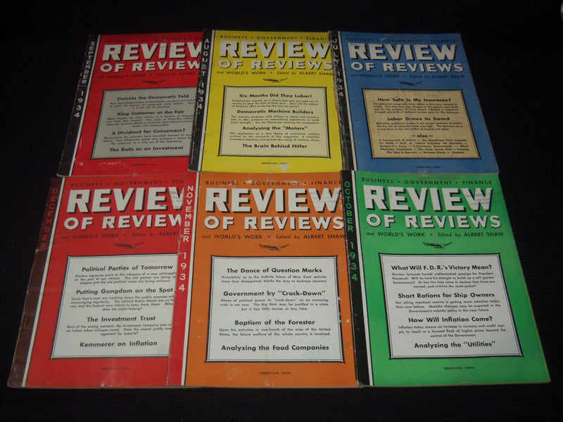 1933-1934 REVIEW OF REVIEWS AND WORLD'S WORK MAGAZINE LOT OF 23 ISSUES - O 3433