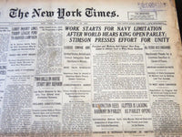 1930 JANUARY 22 NEW YORK TIMES - WORK STARTS FOR NAVY LIMITATION - NT 5665