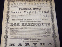 1870 BOSTON THEATRE DER FREISCHUTZ MARRIAGE OF FIGARO HANDBILL - J 5388