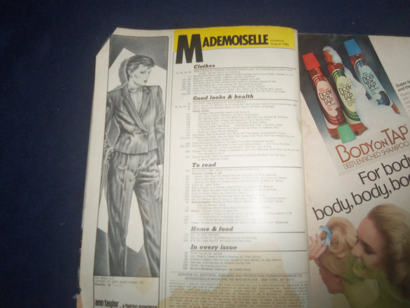 1980 AUGUST MADEMOISELLE MAGAZINE - GREAT COVER MODEL, FASHION & ADS - B 4165L