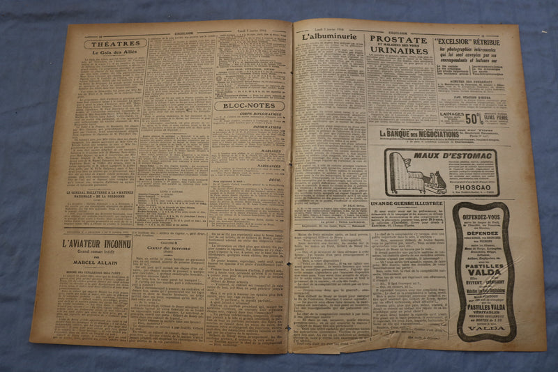1916 JAN 3 EXCELSIOR JOURNAL - EN SOUVENIR DES GLOIRES D'ANTAN- FRENCH - NP 8552