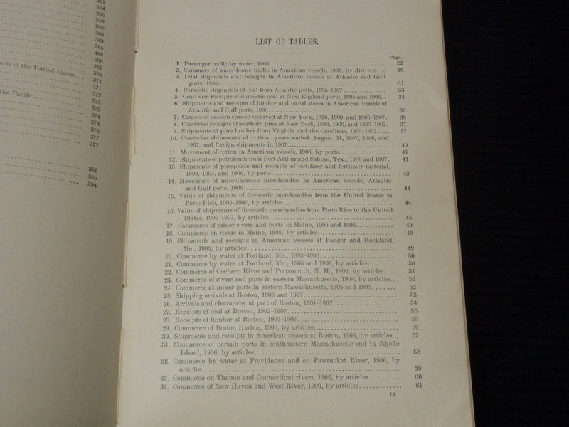 1909 TRANSPORTATION BY WATER IN THE U. S. REPORT - WATER-BORNE TRAFFIC - K 2129