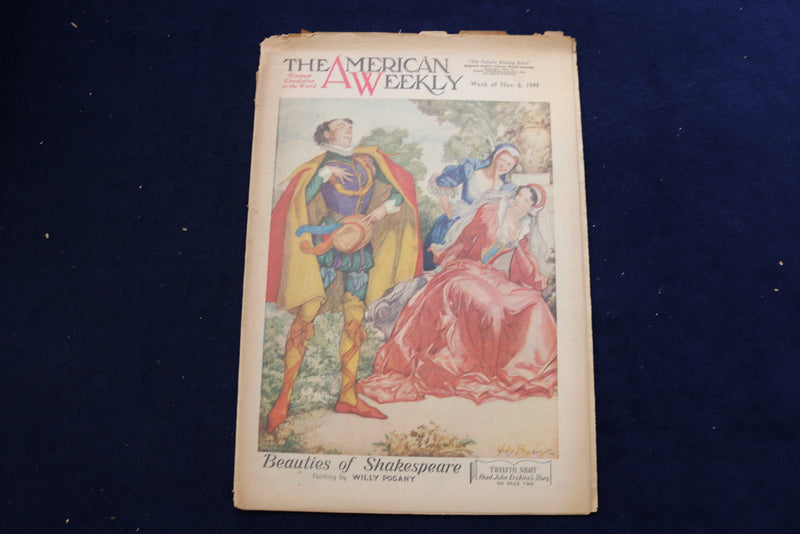 1949 NOV 6 AMERICAN WEEKLY MAGAZINE - BEAUTIES OF SHAKESPEARE COVER - E 22658