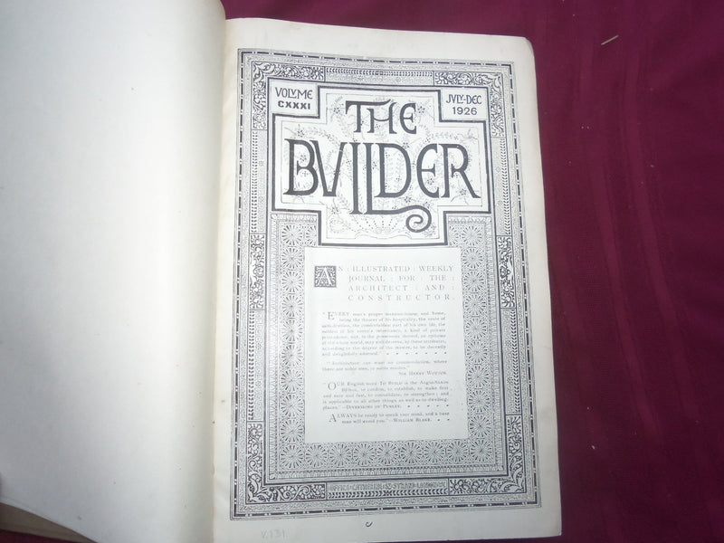 1926 JAN-DEC THE BUILDER U. K. MAGAZINE BOUND VOLUMES - 2 VOLS - FOLD OUTS- C 26