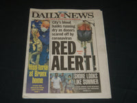 2020 MAY 16 NEW YORK DAILY NEWS NEWSPAPER - RED ALERT! - CITY BLOOD BANKS